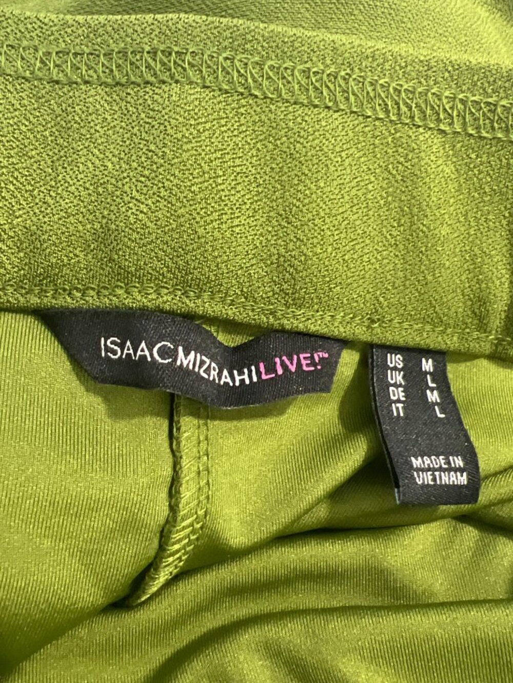 Isaac Mizrahi Live Pants Medium Regular Pebble Knit Wide Leg Women Thyme NEW - Picture 4 of 7